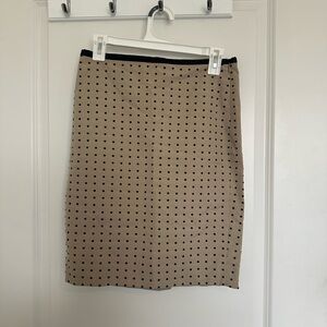 Outback Red Tan Pencil Skirt with Black Dots